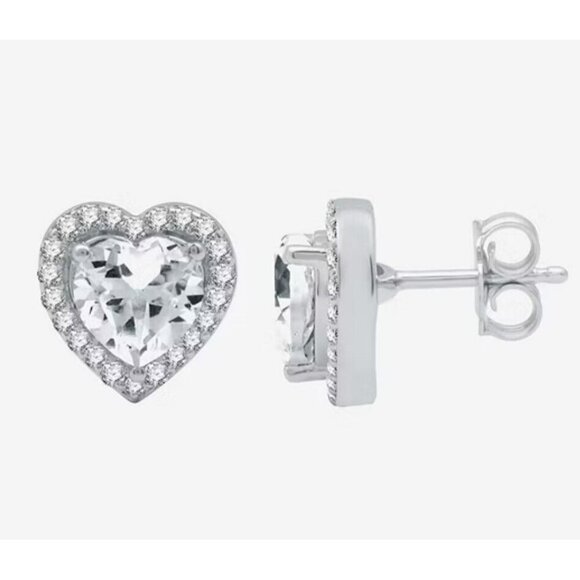 NWT White Sapphire Earrings Necklace Sterling Silver Gift Set $124 MSRP - Picture 7 of 11